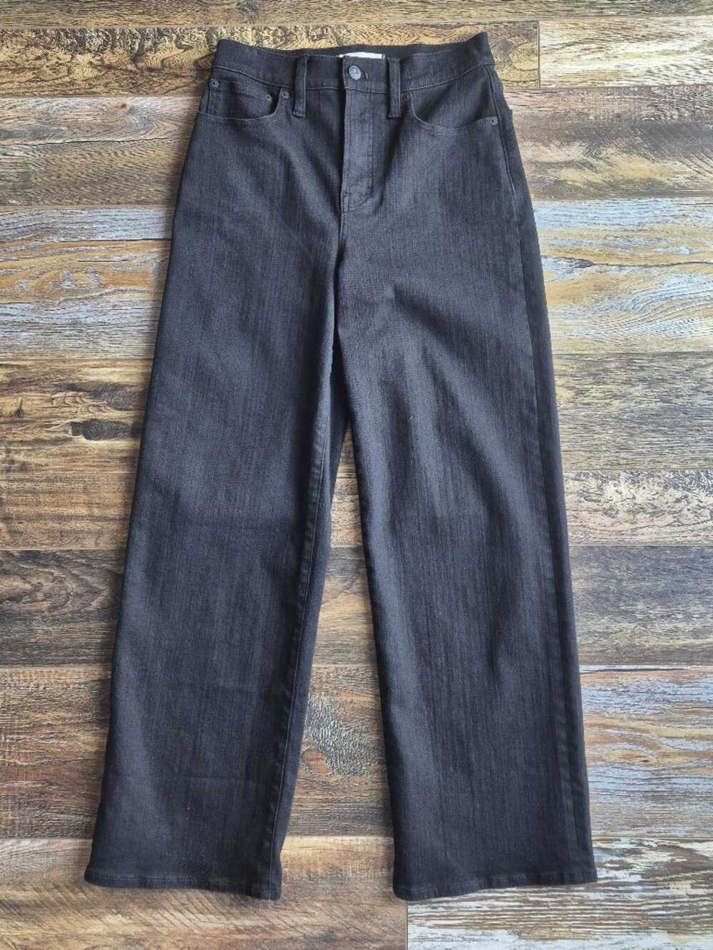 Madewell $148 The Perfect Vintage Wide-Leg Jean Zip 5-Pocket Stretch Black